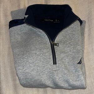 Nautica Men's Blue and Gray Zip-Up Sweater